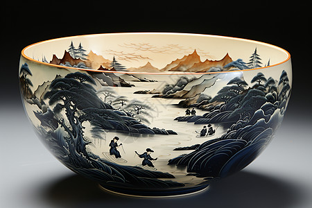 莲水墨水墨的瓷器瓷碗背景