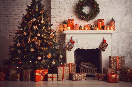 室内精美的圣诞树图片