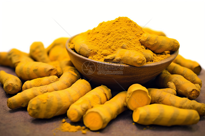 印度黄姜粉和黄姜跟.图片