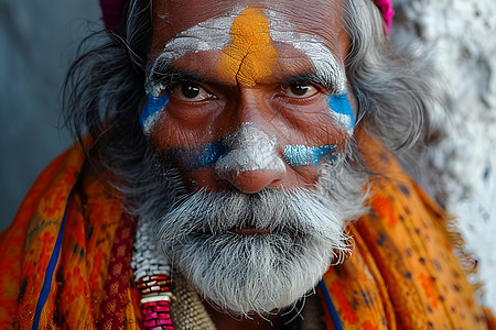 传统民族的面部绘画高清图片