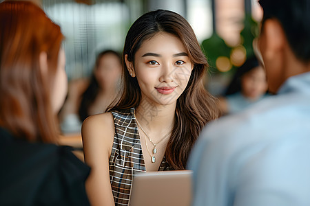 企业办公的商务女士背景图片