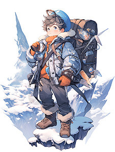 冰雪探险的男孩图片