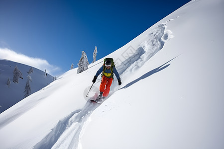 冬季雪山中滑雪的女子图片