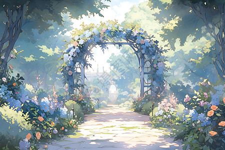 花团锦簇的园子背景图片