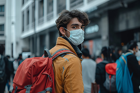 背包的男人背景图片