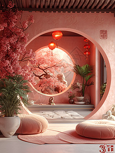 粉色梦幻的阁楼图片