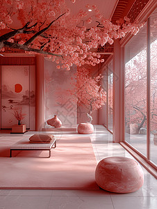粉色的室内装饰图片