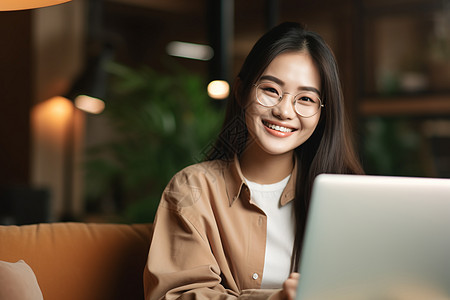 幸福微笑的亚洲女子背景图片