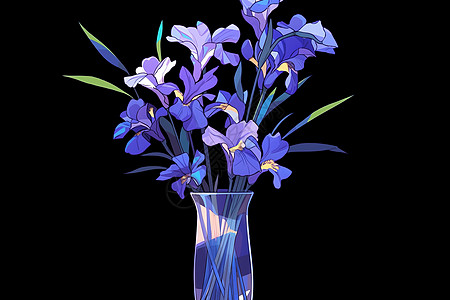 神秘紫蓝色鸢尾花束图片