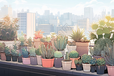 阳台上的多肉植物背景图片