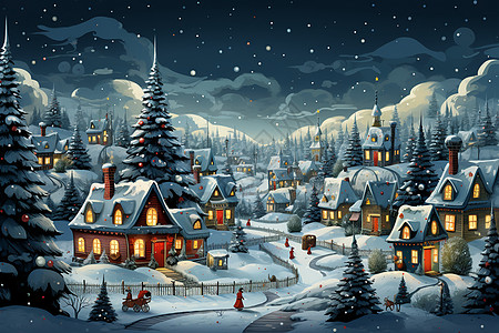 圣诞村庄背景图片