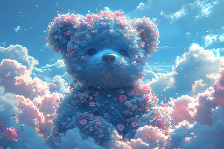 云里的可爱小熊背景图片