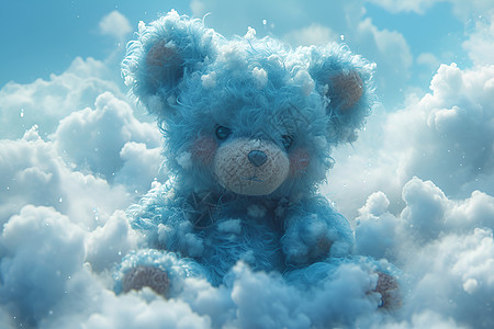 天空中唯美的云朵小熊背景图片
