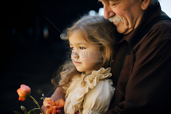 温馨的祖父和孙女图片