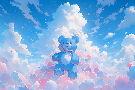 可爱的卡通蓝色小熊插图背景图片