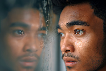 思考的年轻族裔男子图片