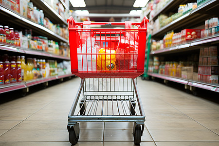 食品商品素材购物车中的商品背景