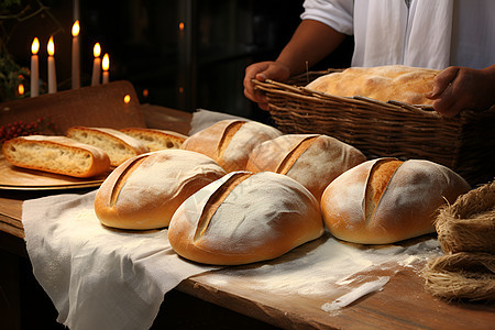 烘培的面包食物图片