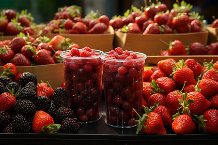 美味多汁的草莓水果背景图片