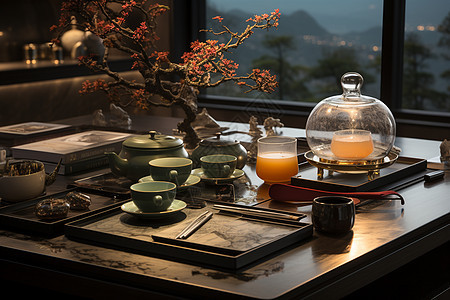 静谧的茶艺时光背景图片