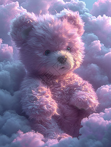 云中的紫色毛绒小熊图片