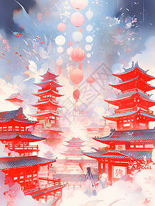 喜气洋洋的中国新年插图图片
