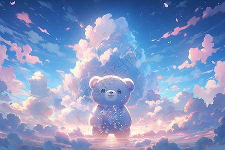 浮云中的波普熊背景图片