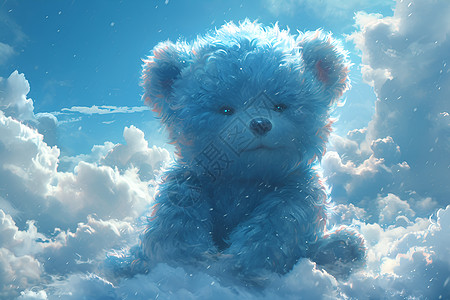 蓝色绒毛泰迪熊背景图片