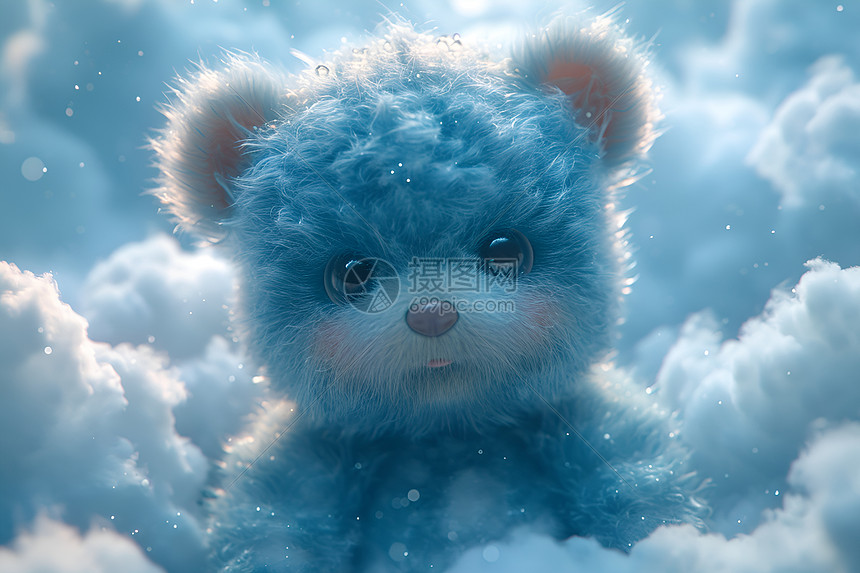 天空中的蓝色泰迪熊图片