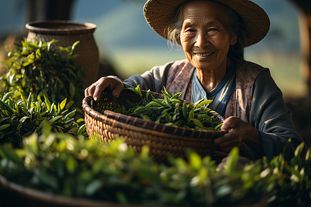 茶园女子背景图片