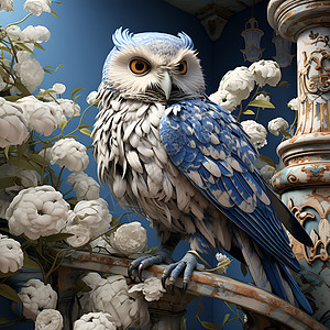 剪纸风艺术的猫头鹰创意插图背景图片