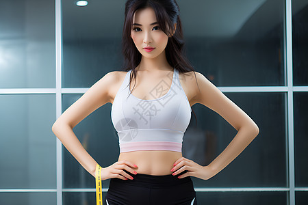 健身房锻炼的亚洲女子背景图片