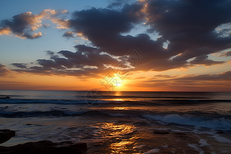 海岸上的日落背景图片