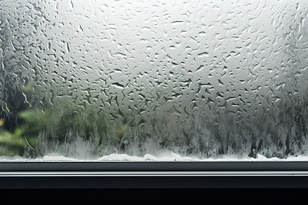 雨滴洒在窗户上的风景高清图片