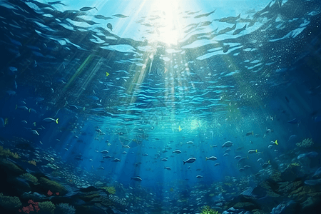 海底中的光芒图片