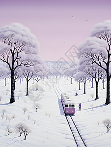 冰雪世界的火车图片