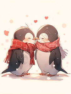 亲嘴的插画企鹅图片