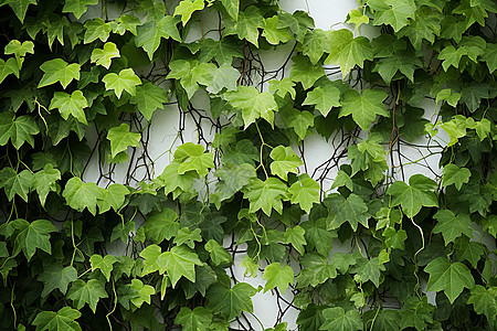 墙壁上的绿叶植物图片