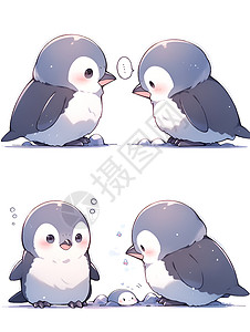 甜蜜梦幻的企鹅情侣背景图片