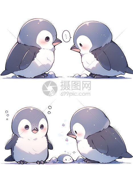 甜蜜梦幻的企鹅情侣图片