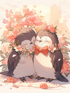 甜蜜拥抱的企鹅情侣背景图片
