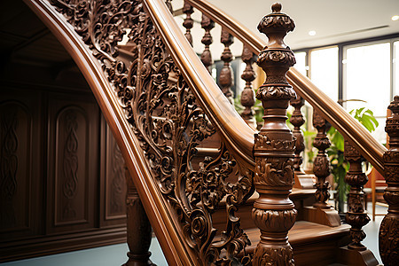 古典木质楼梯背景图片