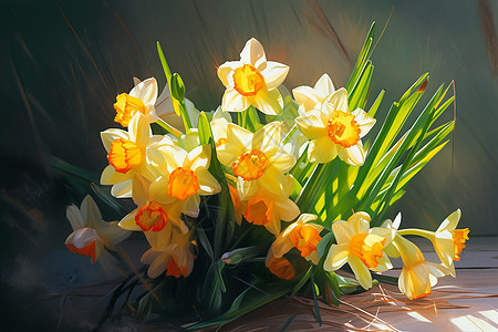 鲜艳的黄色花束背景图片