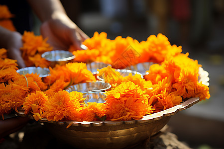印度传统仪式中的鲜花图片