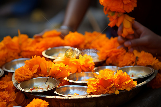 印度传统仪式中的花图片