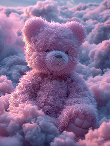 紫色云朵和玩具熊图片