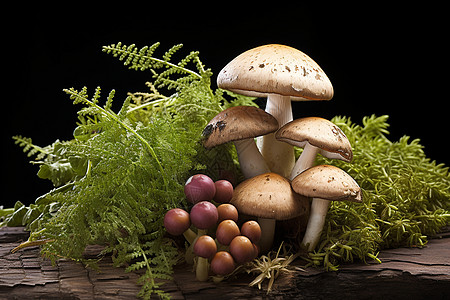 森林中的美味蘑菇宴图片