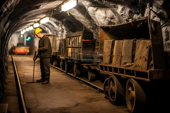 地下煤矿挖掘工人图片