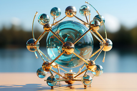湖畔旁的球体结构图片