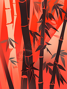 竹子的雅致木刻版画背景图片